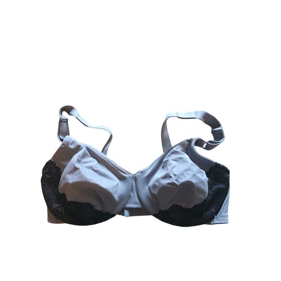 Olga Bra 36DD Womens Underwired Gray Black Lace Not Padded Adjustable Straps - Picture 1 of 4